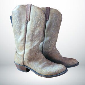 Lucchese Men's Specialty Crackle Finish Cowboy Boots – Custom Wide Calf, Size 11